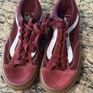 Vans Burgundy and White Athletic Shoes